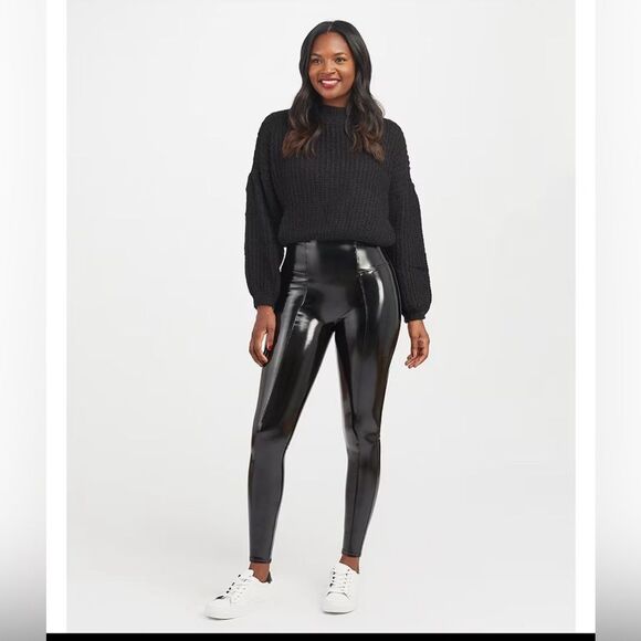 Spanx Faux Patent Leather Leggings in Classic Black Size S - Picture 11 of 16
